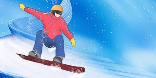 蓝色下雪滑雪滑冰运动员冬奥会展板背景
